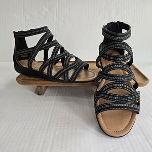 SALE Comfortview The Kim strappy sandals size 9WW wide black ankle open toe